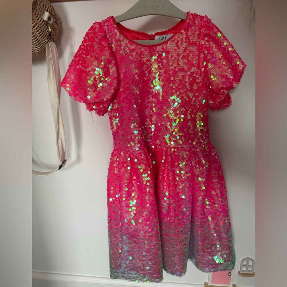 Lola + The Boys Pink Sequin Kids Dress